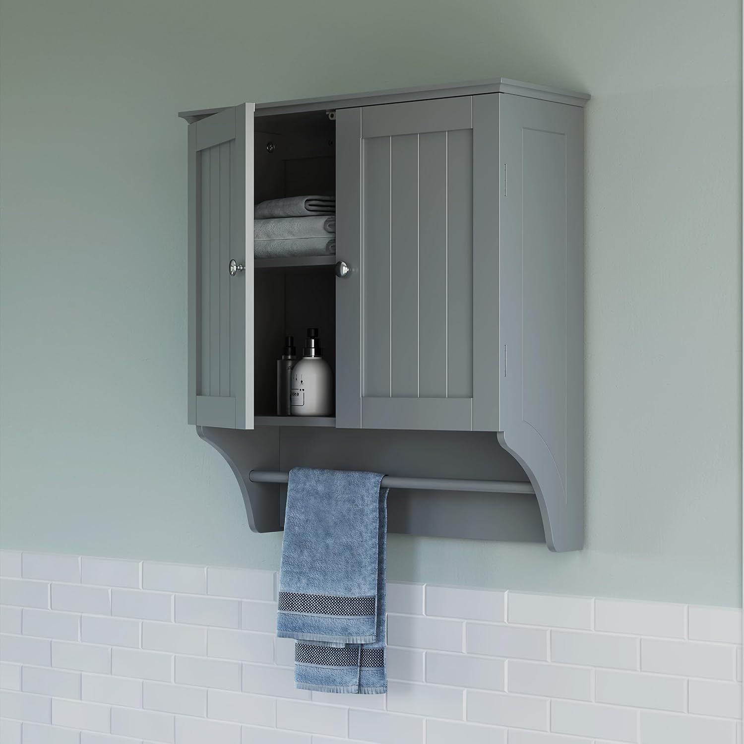 RiverRidge Ashland Collection Two-Door Wall, Gray Cabinet,Grey