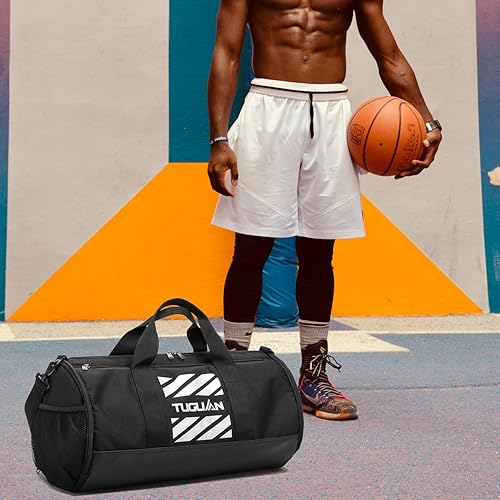 Miniatura 7 de TUGUAN Bolsa de baloncesto, bolsa deportiva de fútbol con compartimento para pelotas y bolsillo húmedo, bolsas ligeras para equipo de entrenador