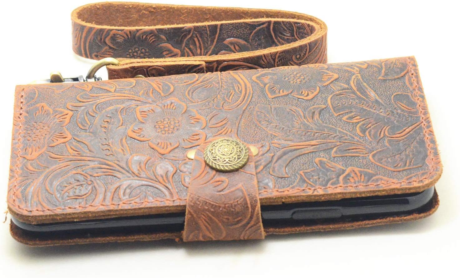 Handmade Genuine Leather Wallet Case Compatible with Iphone 11 Pro 5.8inches Leather Case