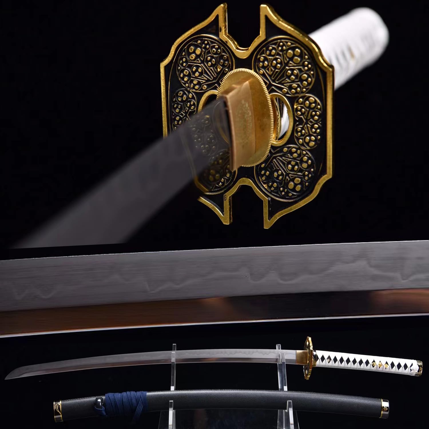 HERO SWORD Devil May Cry 5 Vergil Anime Cosplay Sword Warrior Yamato Sword/Dante's Rebellion,41in Katana Sword Real, Hand Forged,Clay Tempered T10 Steel Razor Sharp