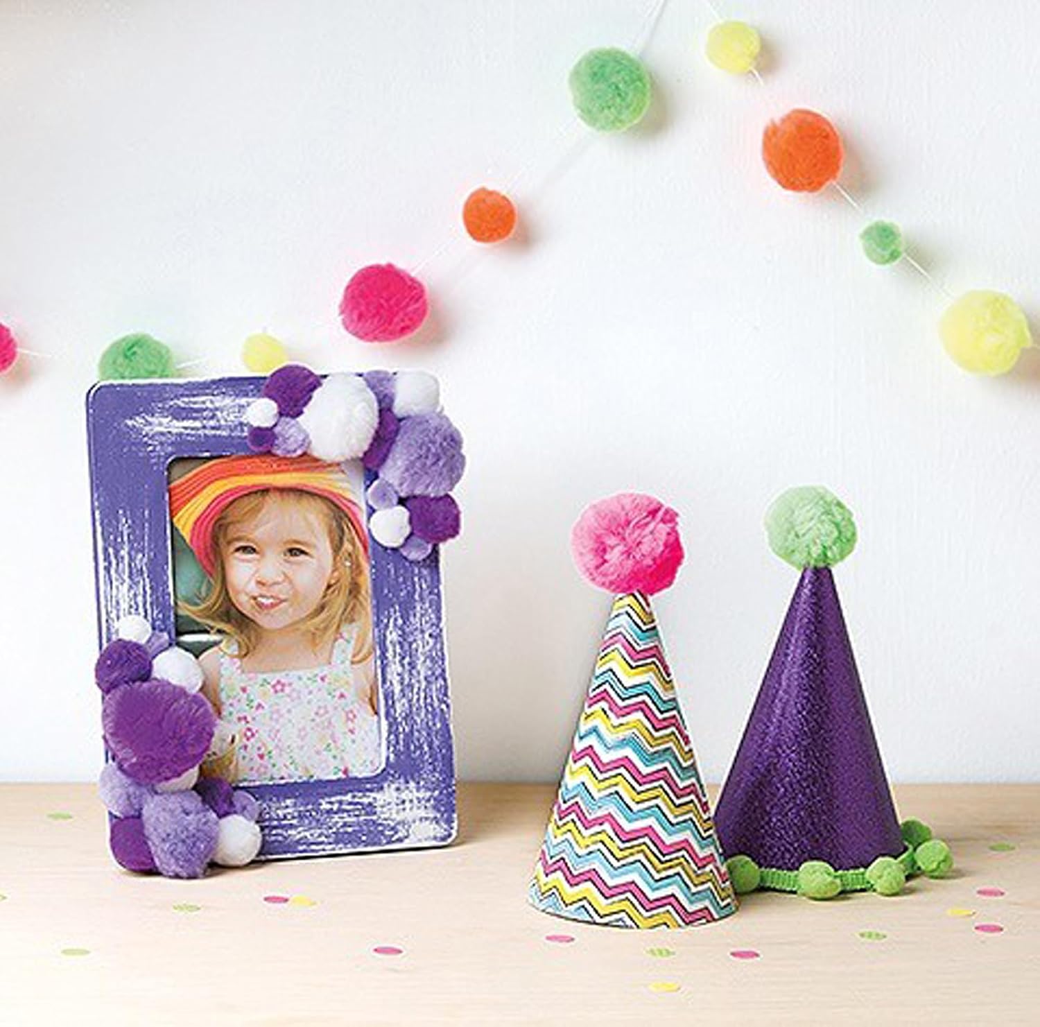 Essentials By Leisure Arts Pom Poms, Glitter Multi-Colored, 1/2", 20 Pieces Per Pack