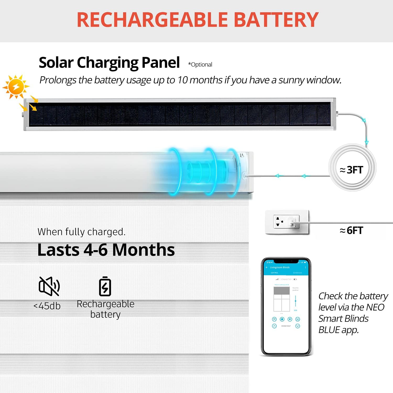 GOSMART Motorized Zebra Blinds Dual-Layer Smart Roller Shades with Remote Control, Light Filtering, Works with Smart Home Alexa, Google Assistant, Custom Cut to Size, White 21-96″ W x 21-104″ H