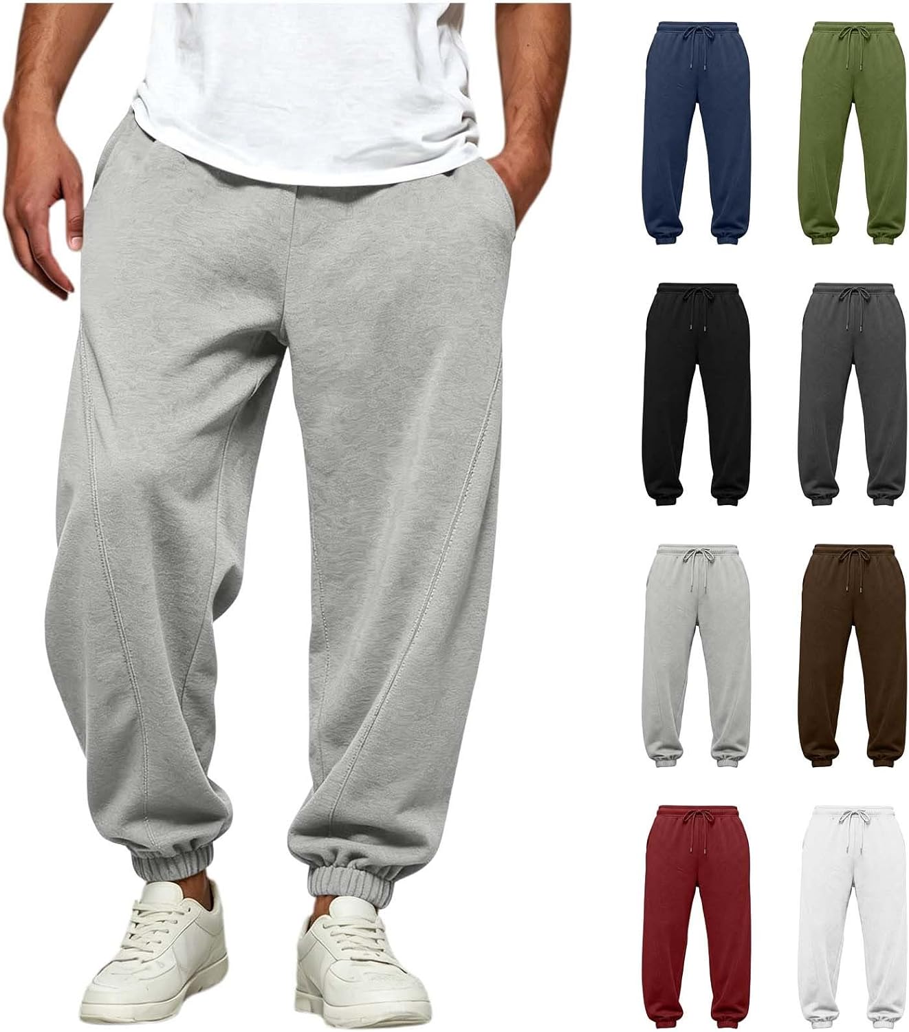 OTSANT Men's Fleece Joggers Sweatpants Tapered Athletic Pants with Pockets
