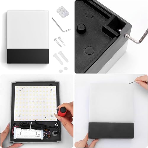 Miniatura 7 de Paquete de 2 lámparas de pared para exteriores de 24 W, IP65, lámpara de pared moderna de 3000 K, blanco cálido para patio, puerta delantera,