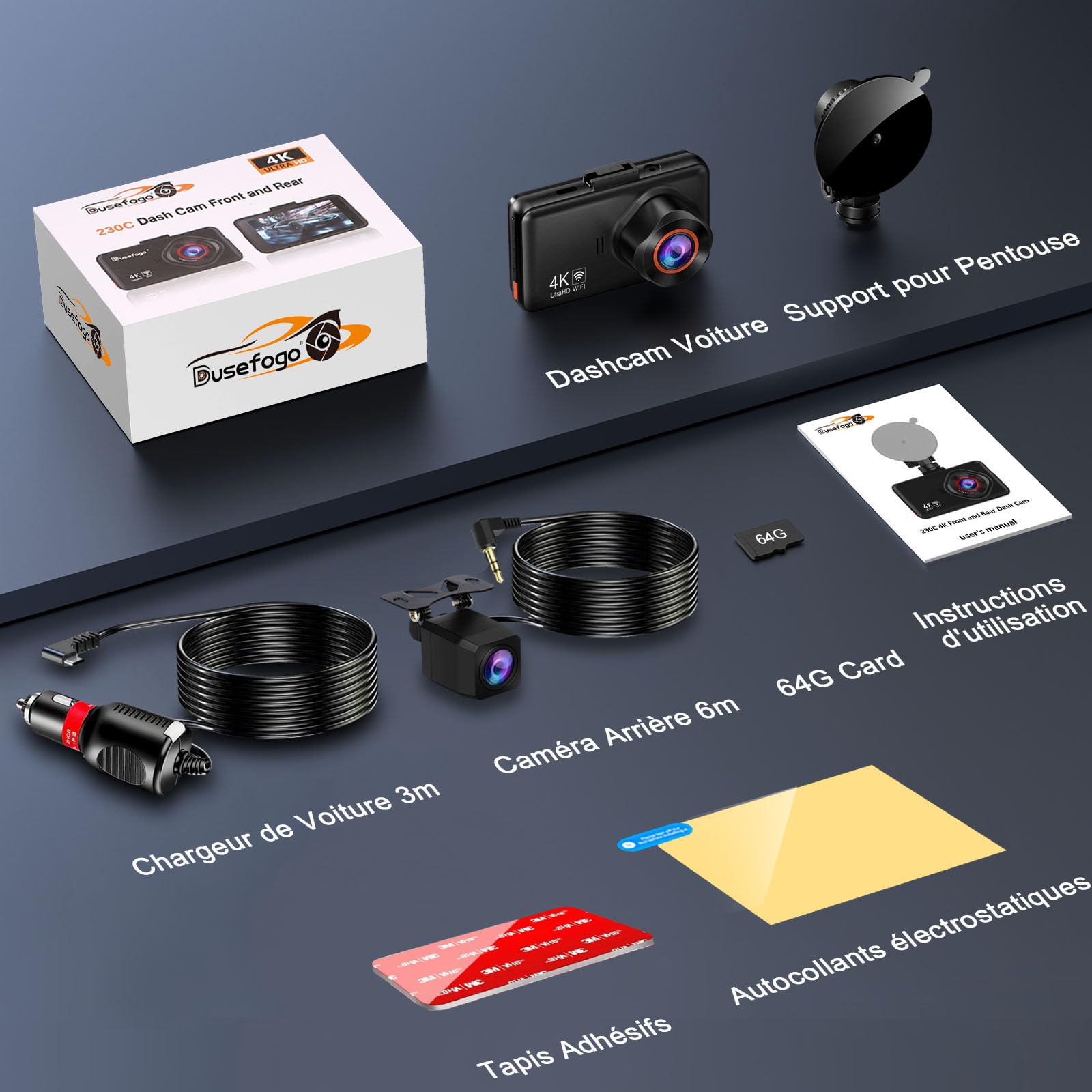 Dashcam Voiture Avant Arriere: 4K+2K 5G WiFi Camera Voiture Embarquée - Écran HD 3" avec App Contrôle Carte SD 64G Vision Nocturne - Convient à Tous Les Véhicules Installation Facile
