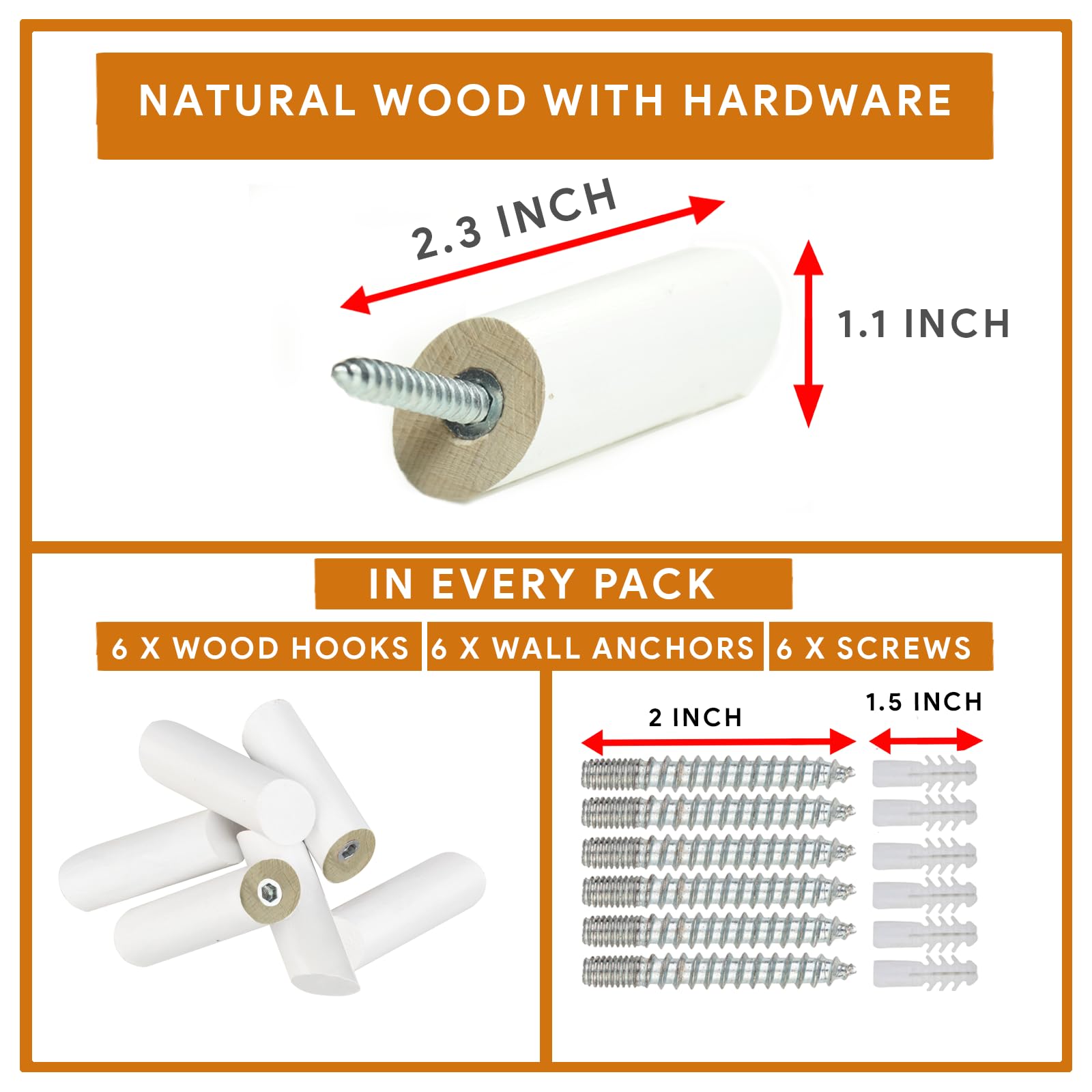 Ganchos de pared de madera, paquete de 6 ganchos para sombreros para pared, ganchos blancos montados en la pared, ganchos de pared de madera modernos y decorativos, gancho para colgar backpage,