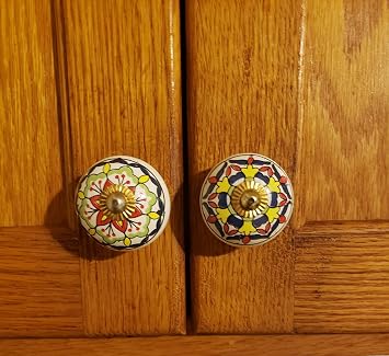 Craft Trade Multicolor Door Cabinet Knobs for Dresser Drawer Vintage Closet Ceramic Knob Colorful Pull Handles Cupboard Wardrobe Knobs for Kitchen Furniture Home Décor - Pack of 12