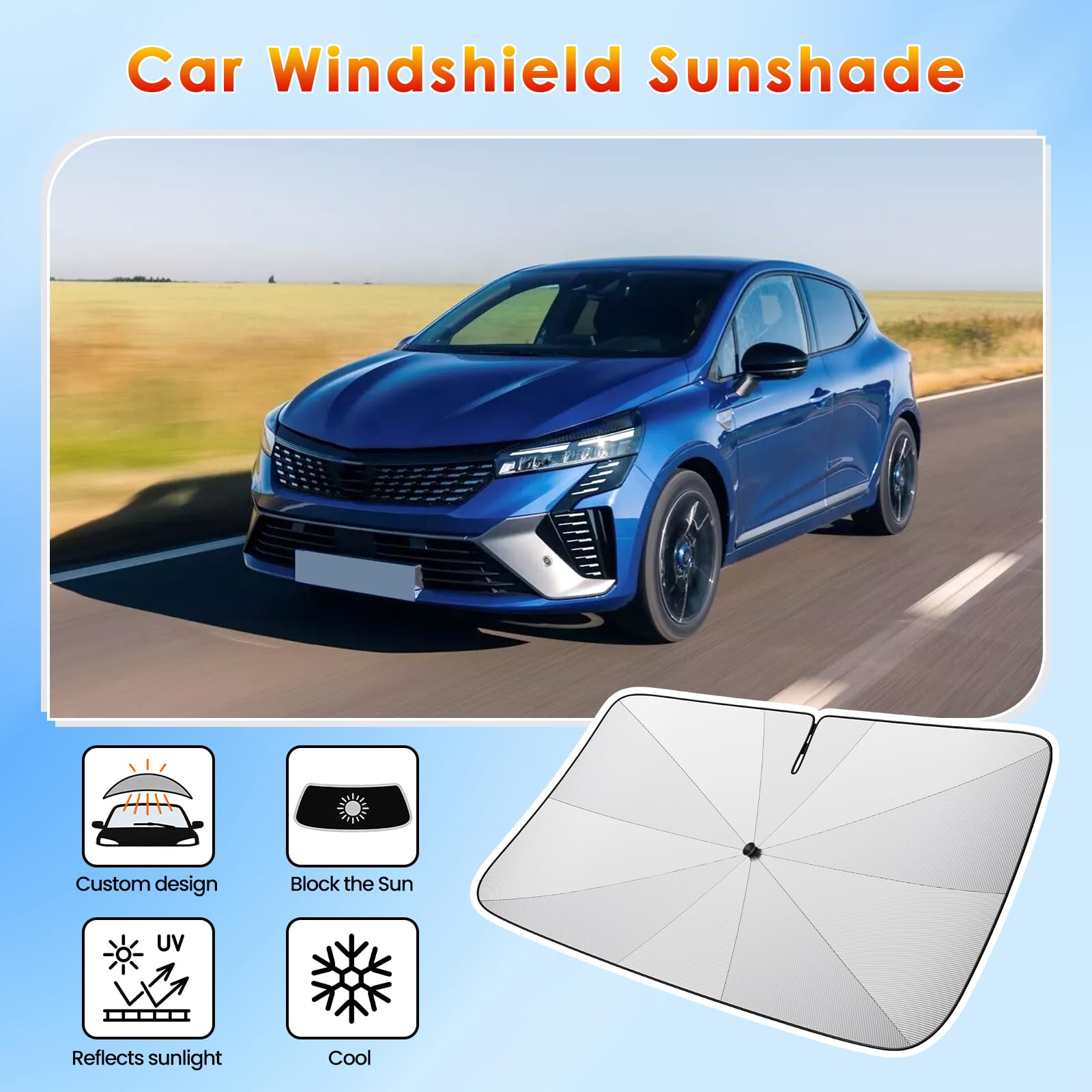 [2026 Aggiornamento] BSTW Compatibile con Renault Clio V 2020-2025 2026 Parasole Parabrezza, Parasole Pieghevole Automatico Design con Coulisse Isolamento Termico e Protezione UV Clio 5 Accessori