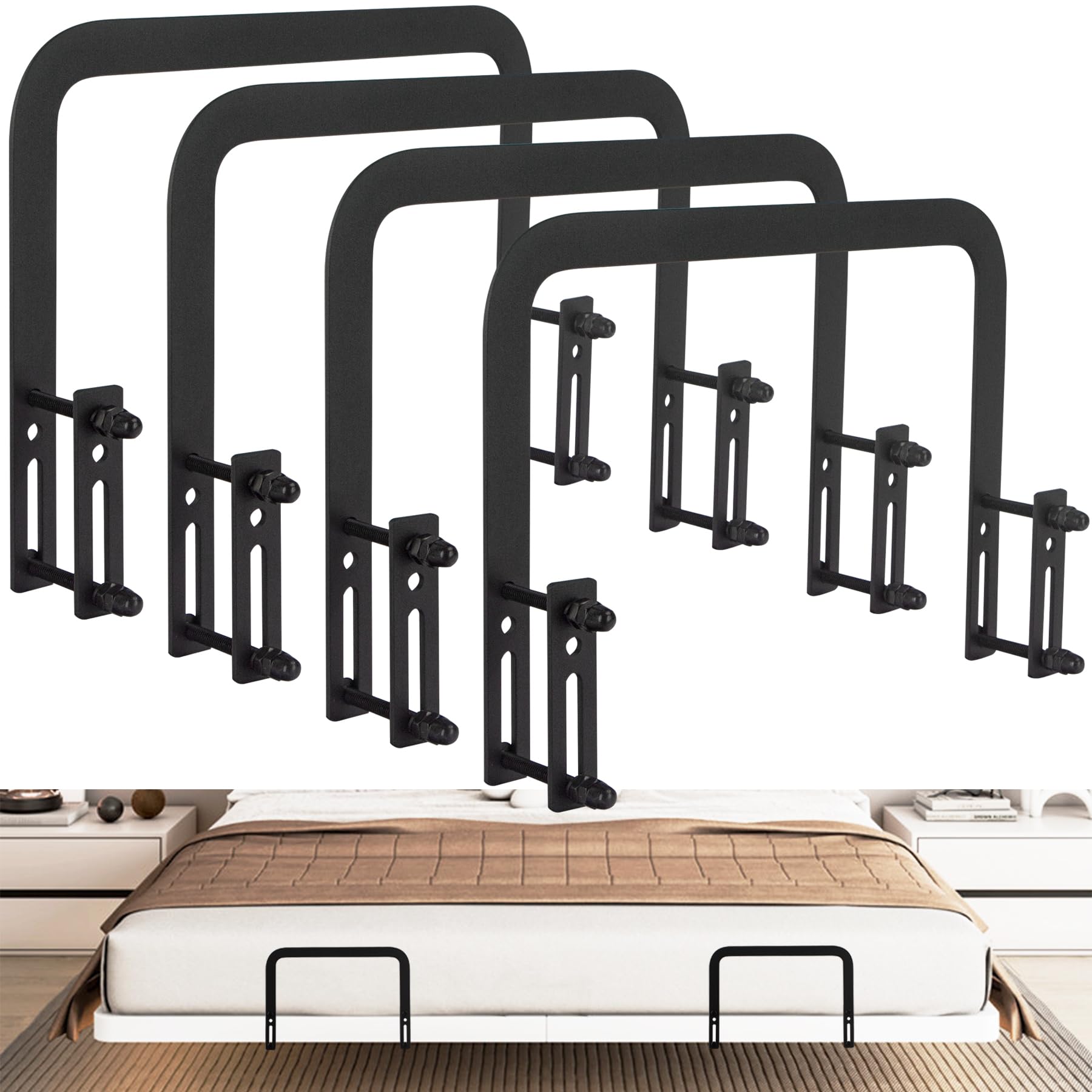 KOXHERO Metal Bed Frame Mattress Slide Stopper(H5.2) 4Pcs Keeping Mattress from Sliding for Foot of Adjustable Beds