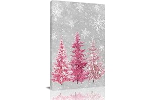 Pink Christmas Canvas Wall Art