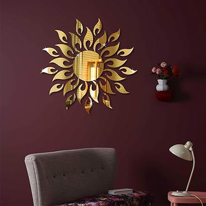 Naveed Arts Acrylic Abstract Wall 3D Sticker, 61 x 61 cm, Golden