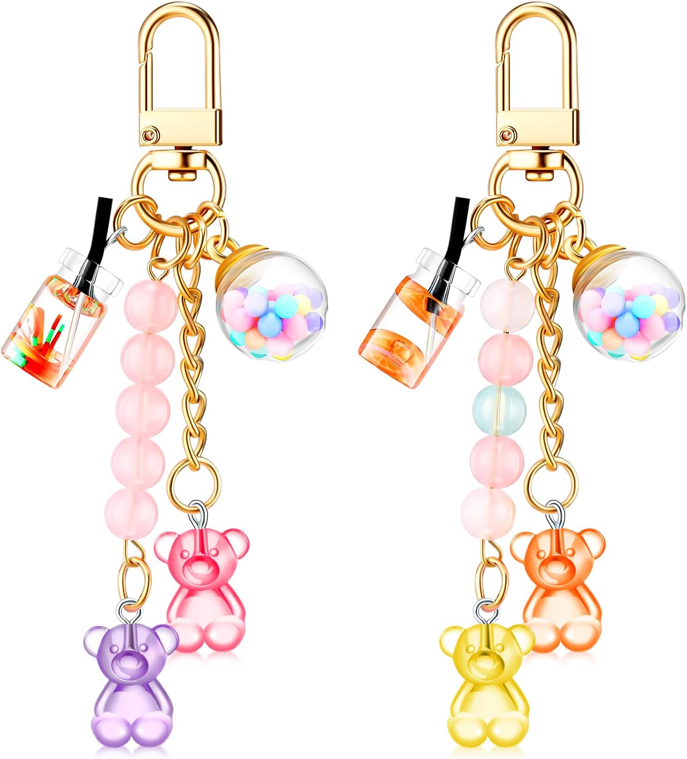 Ecally Cute Resin Bear Keychain Macaron Bear Keychains Candy Pendant Jewelry Gift Bag Key Ring Accessories for Girl Women