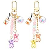 Ecally Cute Resin Bear Keychain Macaron Bear Keychains Candy Pendant Jewelry Gift Bag Key Ring Accessories for Girl Women