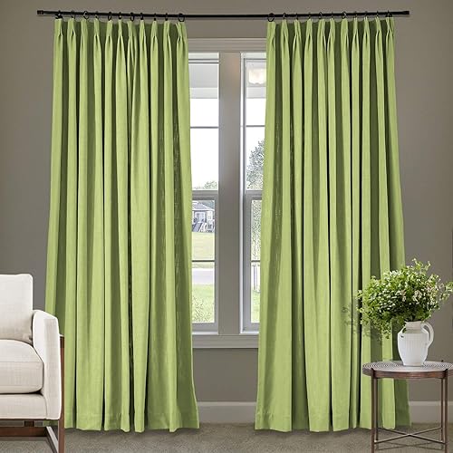 Miniatura 58 de Frelement Cortinas plisadas de lino de algodón extra anchas para oscurecer la habitación, 120 pulgadas de ancho x 96 pulgadas de largo, cortinas