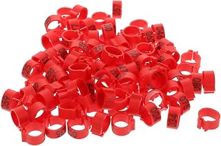 VILLCASE 100 Pcs 10Mm Numbered Pigeon Foot Rings Plastic Chicken Leg Bands Clip-on Identification Tags for Small Birds Poultry Marking
