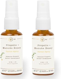 Mel Propolis and Manuka Honey Throat Spray with Lemon for Natural Immune Support & Sore Throat Relief 1 Fl Oz, Antioxidants, Keto, Paleo, Gluten-Free, (2)