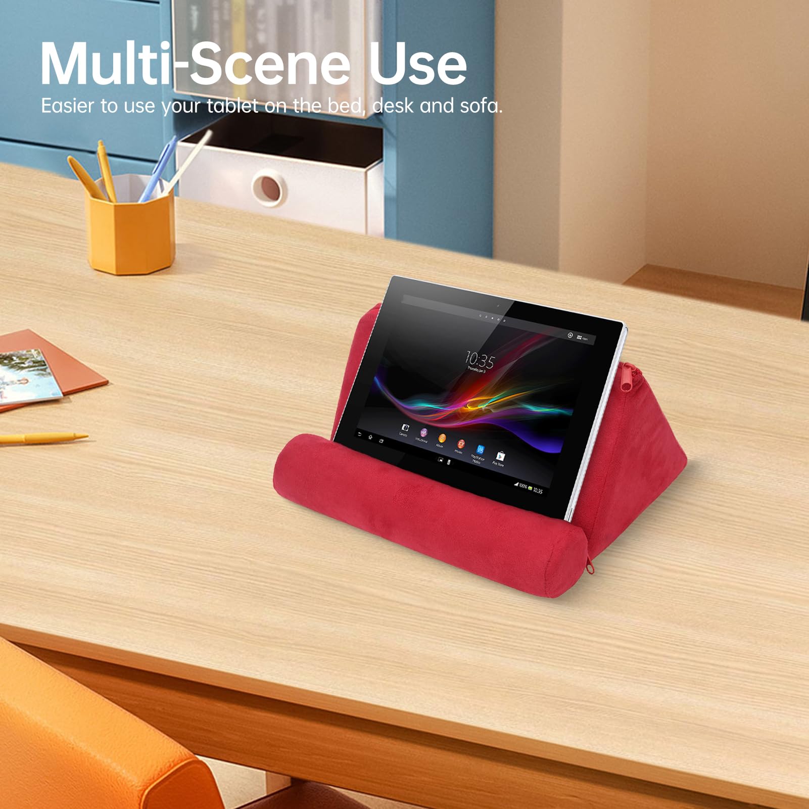 Supporto Tablet Letto, Leggio da Letto con Cuscino Comodo per Tablet, E-reader, Libri e Riviste, Porta Tablet da Pieghevole e Portatile
