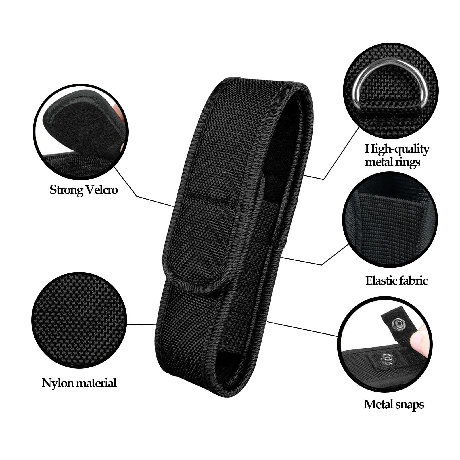2 Pezzi porta torcia cinturone,Torcia Cinturone Torcia Fondina, Custodia Torcia Tattica per Cinturone, Accessori Cinturone Tattico per caccia,campeggio ed escursionismo (14cm*3.2cm)