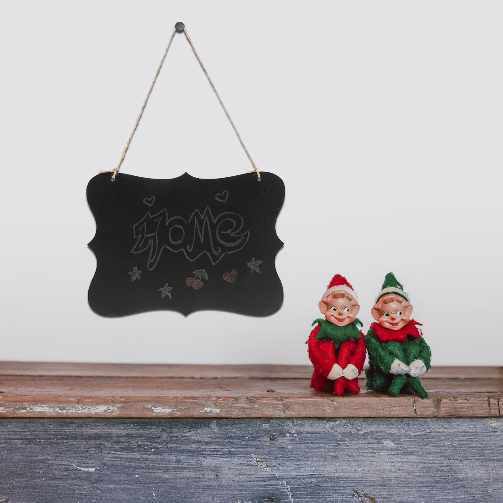 Amosfun 2Pcs Hanging Small Wooden Blackboard Signs Double-Sided Chalkboard Pendant 9X7 Inches for Home Message Display and Christmas Door Decoration - Image 3