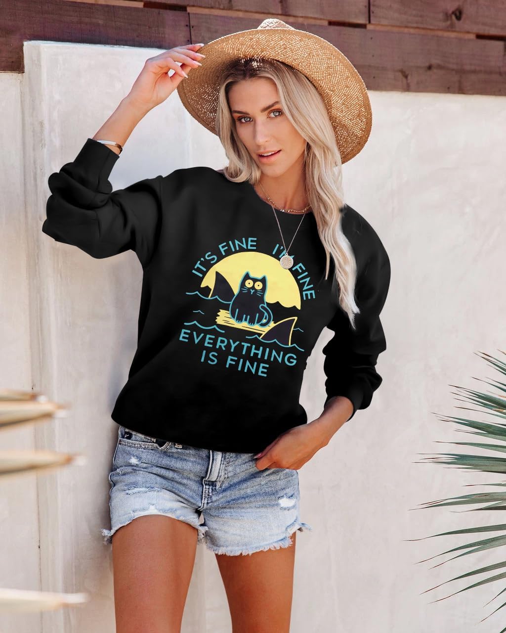 VILOVE Funny Sweatshirts for Women It‘s Fine I’m Fine Everything is Fine Shirts Inspirational T-Shirt Cute Sayings Tee Tops - Image 7