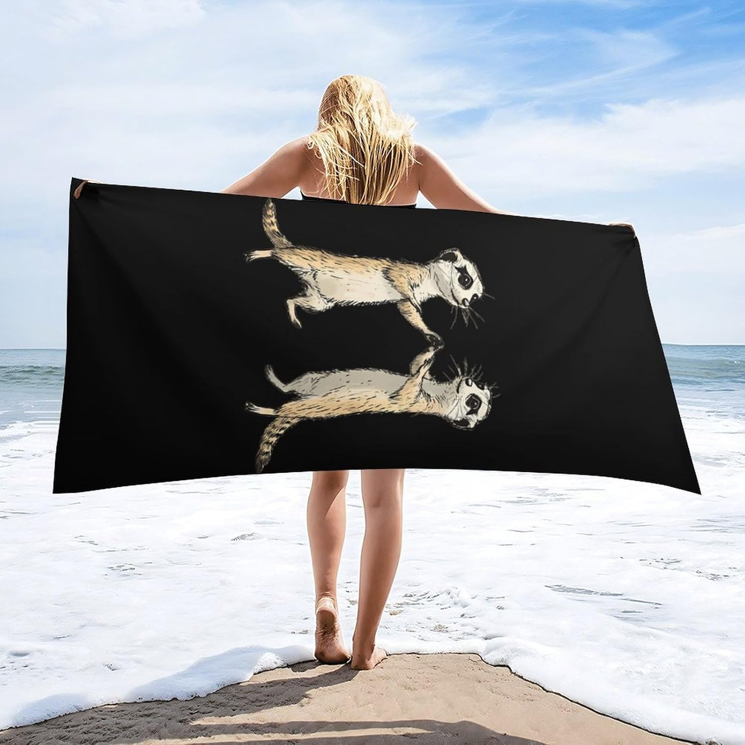 Two Meerkats Dancing Beach Towels Oversized Jumbo Large Yoga Bath Towel for Pool Yoga Swim Body 160x80cm