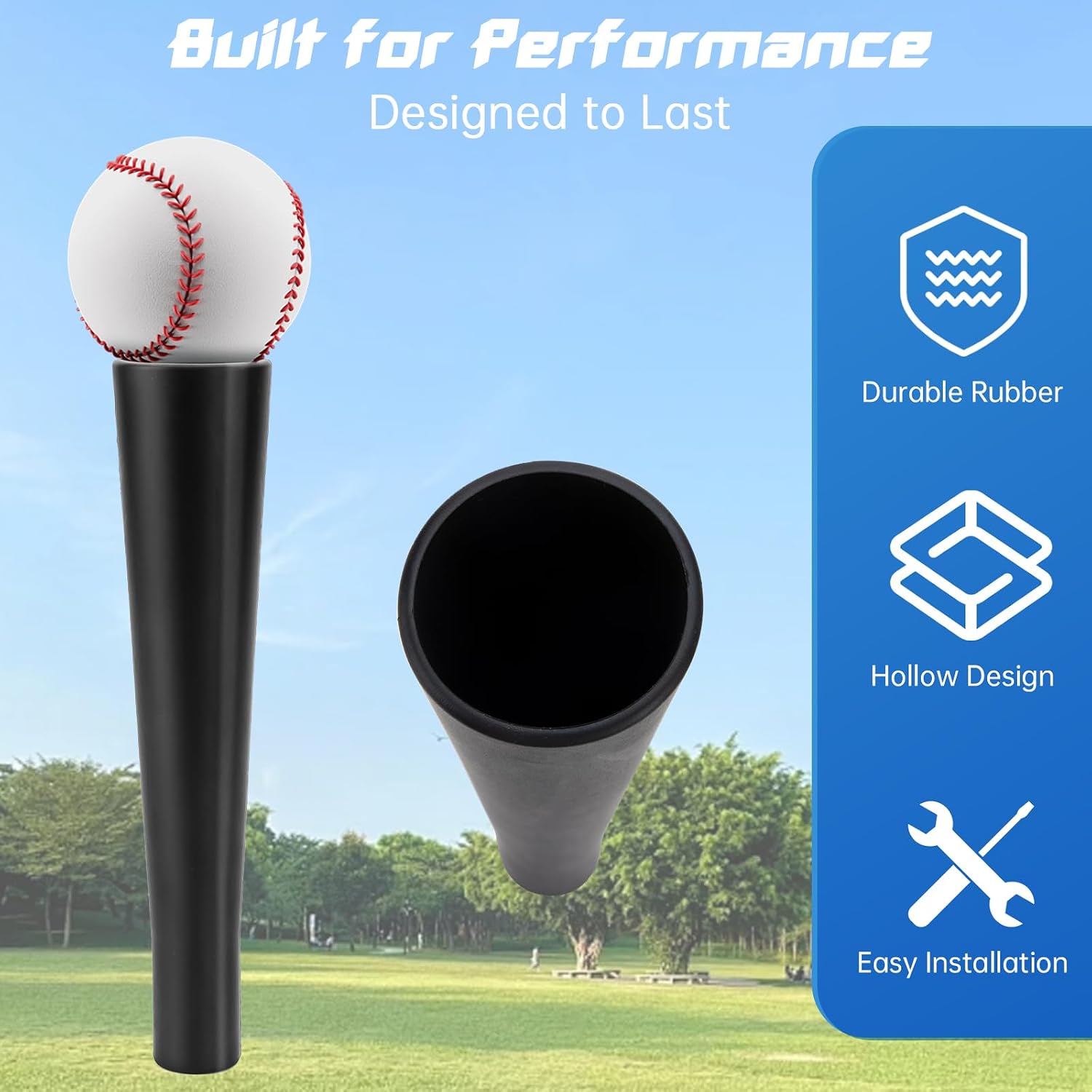 2 Pcs Replacement Batting Tee Topper Compatible with Tanner Tee, Ball Rest Rubber Cup for Practice Training Hitting Baseball or Softball, Black