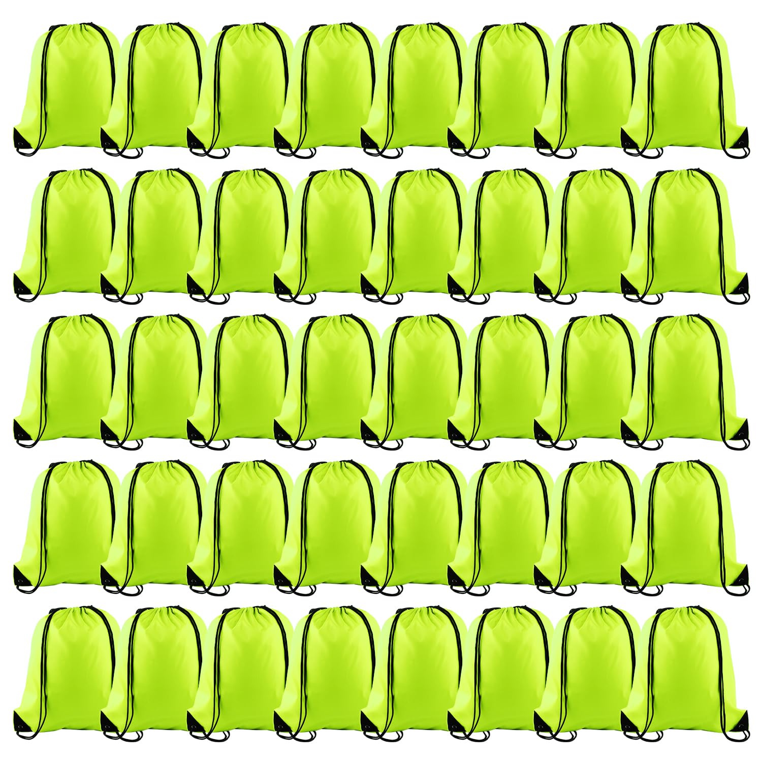KUUQA Drawstring Backpack Bag Bulk String Bags Storage Bags for Sport Gym Traveling, Fluorescent Green, One Size, Drawstring Backpack — image 1