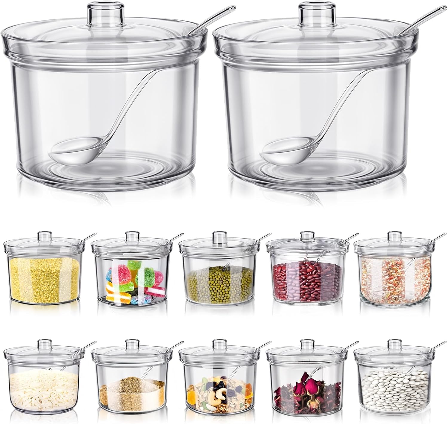 Amazon.com | DIVINA VITAE 12Pcs Acrylic Sugar Bowl with Lid Clear Sugar ...