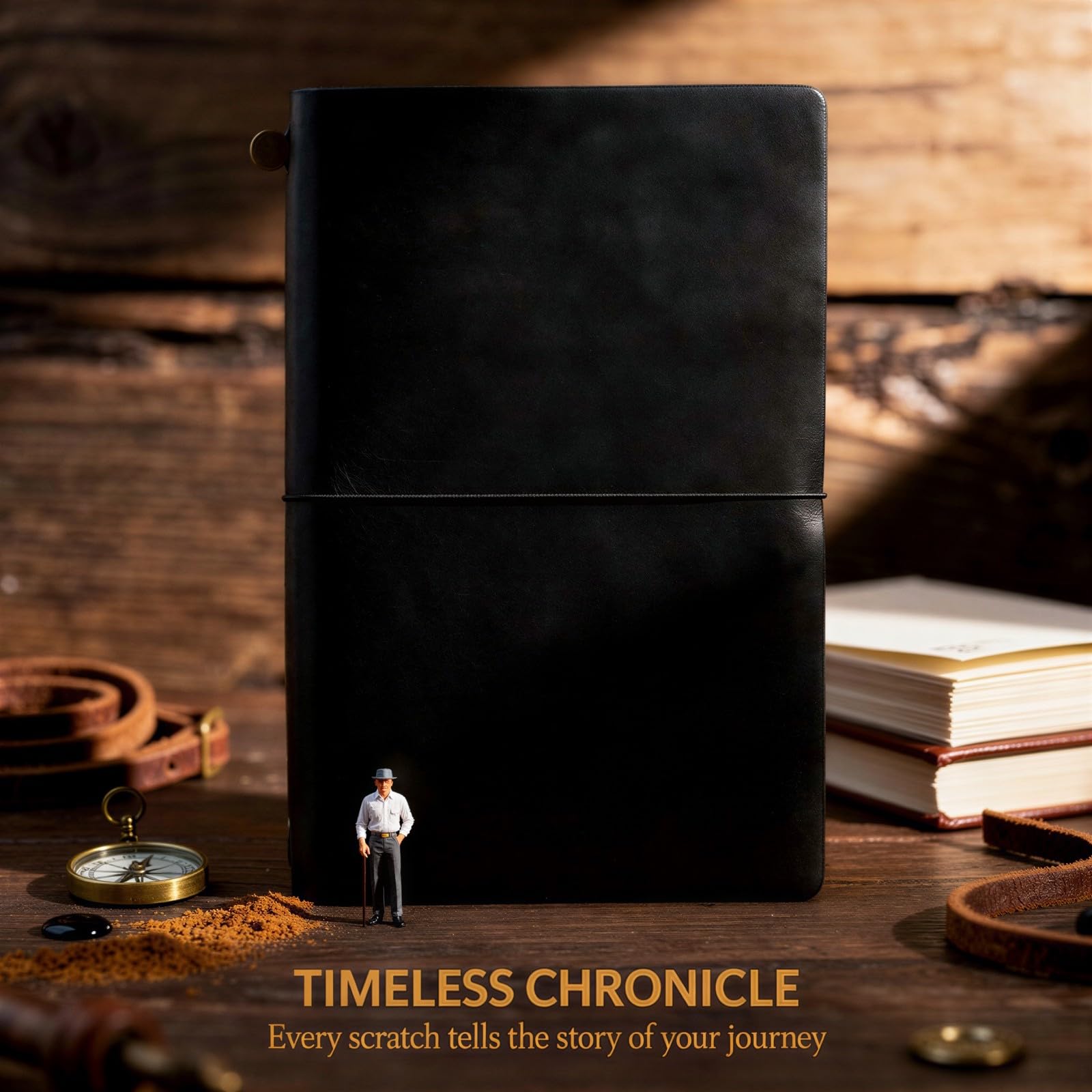 TN Reisetagebuch aus echtem Leder, nachfüllbares Travel Notebook mit A5-Papier, Notizbuch im Crazy-Horse-Stil mit Vintage-Optik zum Schreiben, Planen und Organisieren im Alltag