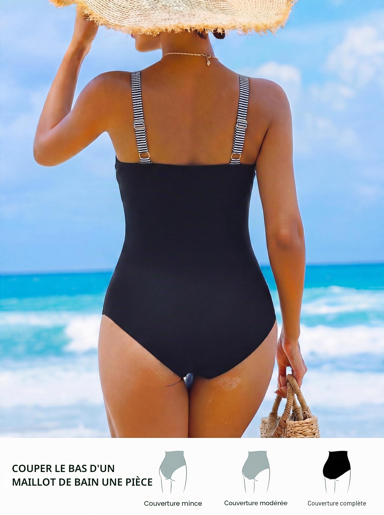 Smismivo Maillot de Bain Une pièce pour Femme Le contrôle du Ventre Push up Maillot de Bain Femme 1 Pieces Amincissante Slim Elégant Vintage Ruché Effet Halter Rembourré Swimsuit