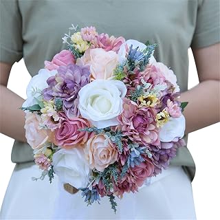 Kiaoeiuyti Ramo de Flores Artificiales, Flores para Novia, Ramo romántico de 11.81 Pulgadas, Ramo de Rosas de Seda para Boda, Azul (Color: Azul) (Color: Azul) (C) Interesting Life