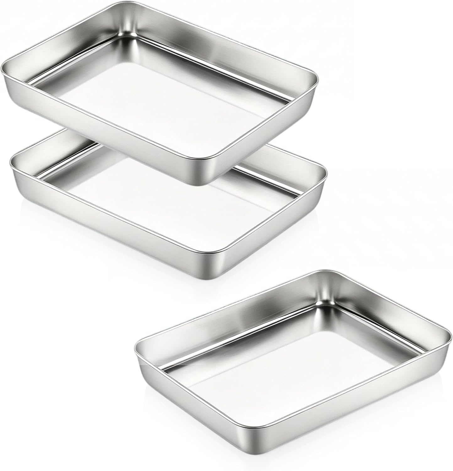 Herogo 12⅓ x 9¾ x 2 Inch Deep Stainless Steel Baking Pan Set of 3