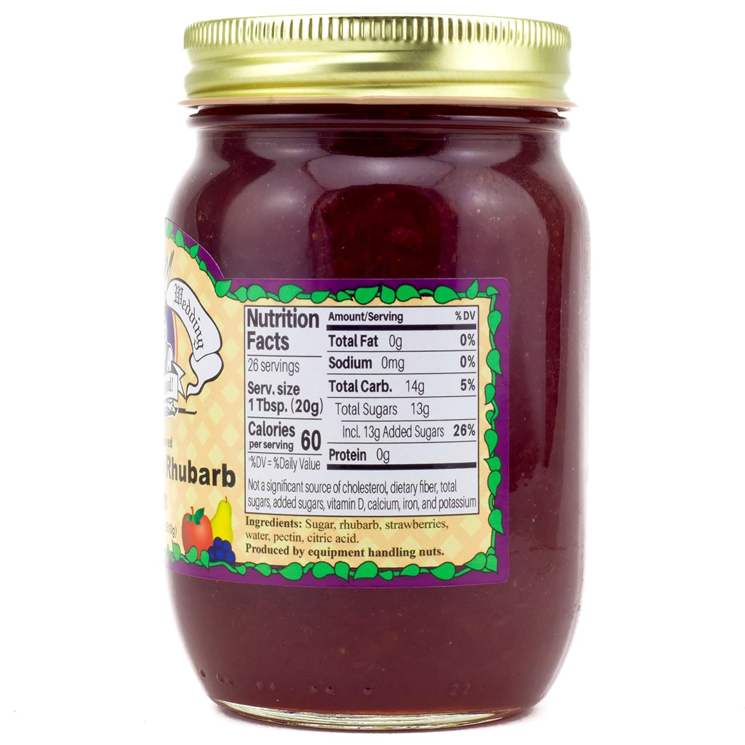Amish Wedding All Natural Old Fashioned Strawberry Rhubarb Jam 18 Ounces (Pack of 2)