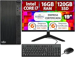 Computador Completo Intel Core i7 16GB SSD 120GB Monitor 19" 4 Núcleos Super Turbo Pc Hdmi Teclado e Mouse Strong Tech