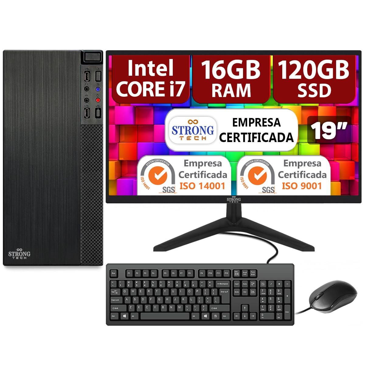 Computador Completo Intel Core i7 16GB SSD 120GB Monitor 19