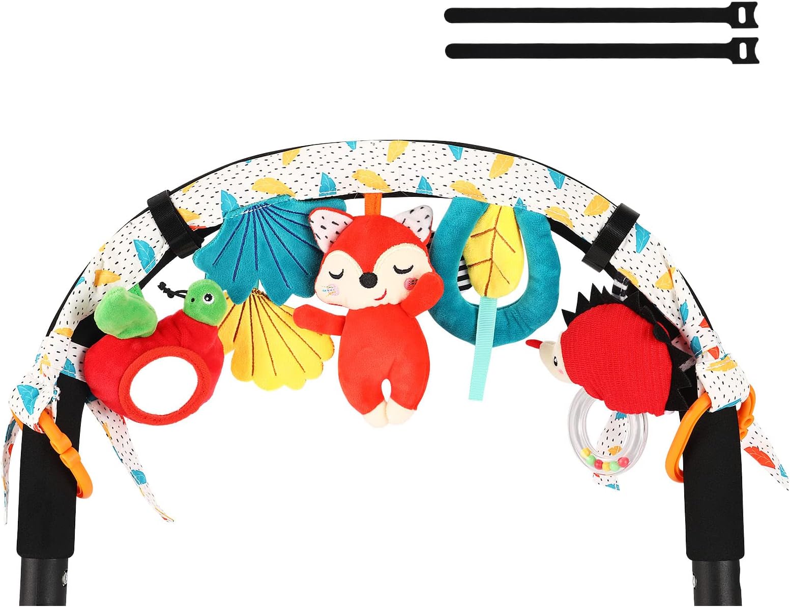 Car Seat Toys Stroller Toys Newborn Toys Infant Toys 0-3 Months, Baby Toys 0-3 Months Baby Toys 0-6 Months with Rattles Mirror Squeak, Christmas Gift for 0 3 6 9 12 Boys Girls Babies - 2 Velcro