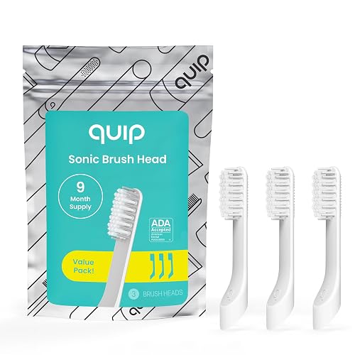quip Sonic Toothbrush Replacement Heads for Adults - 3 Pack - Verified quip Standard Brush Head Refills for Electric Toothbrushes - Soft Bristles, Compact & Flexible - Last 3 Months Each - 1 Count (Pack of 3)