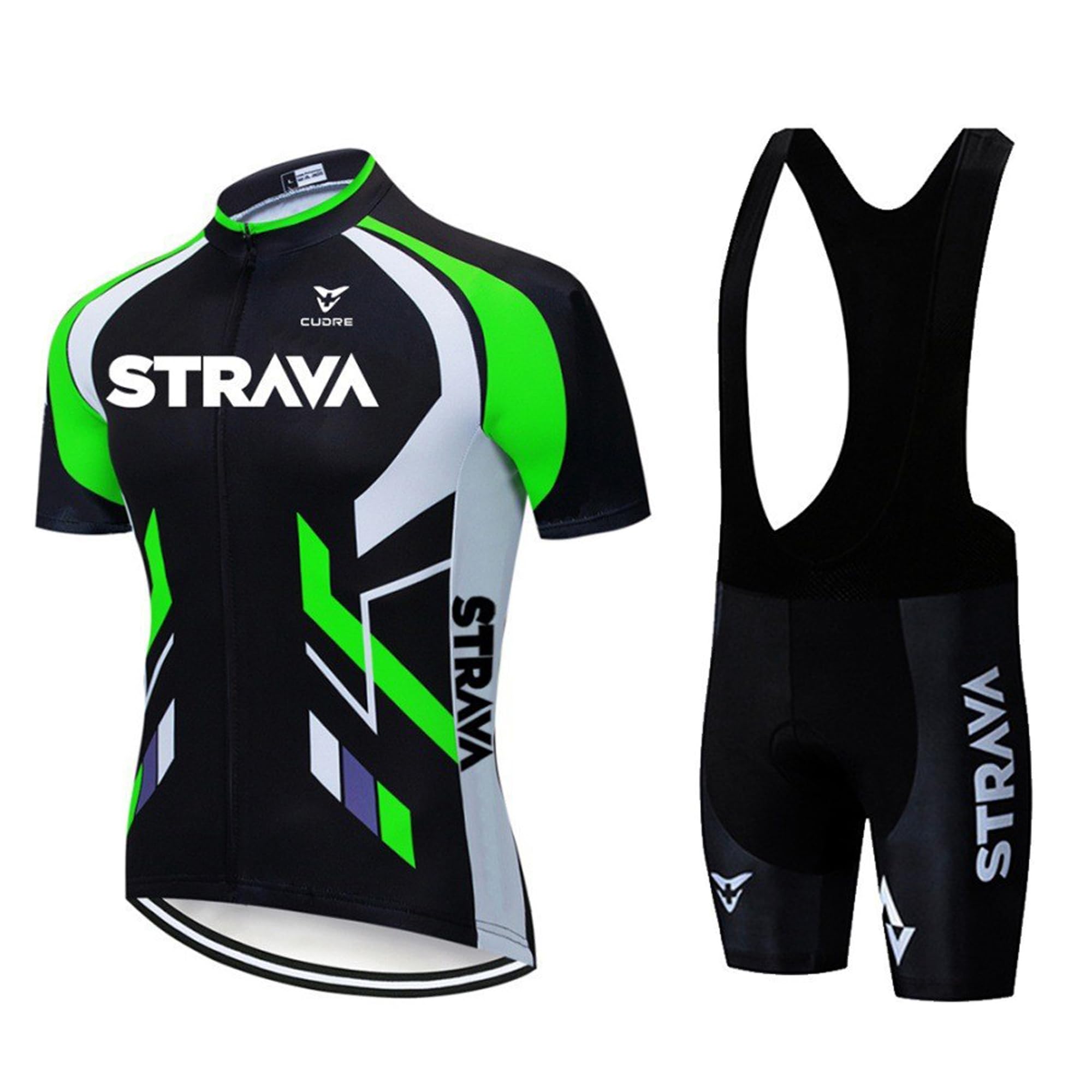 Uomo Abbigliamento Ciclismo Set - Completo Ciclismo Uomo Estivo per Bici da MTB con Pantaloncini Imbottiti in 9D Gel PAD Traspirante e Rapido Asciugatura (XL, Verde)
