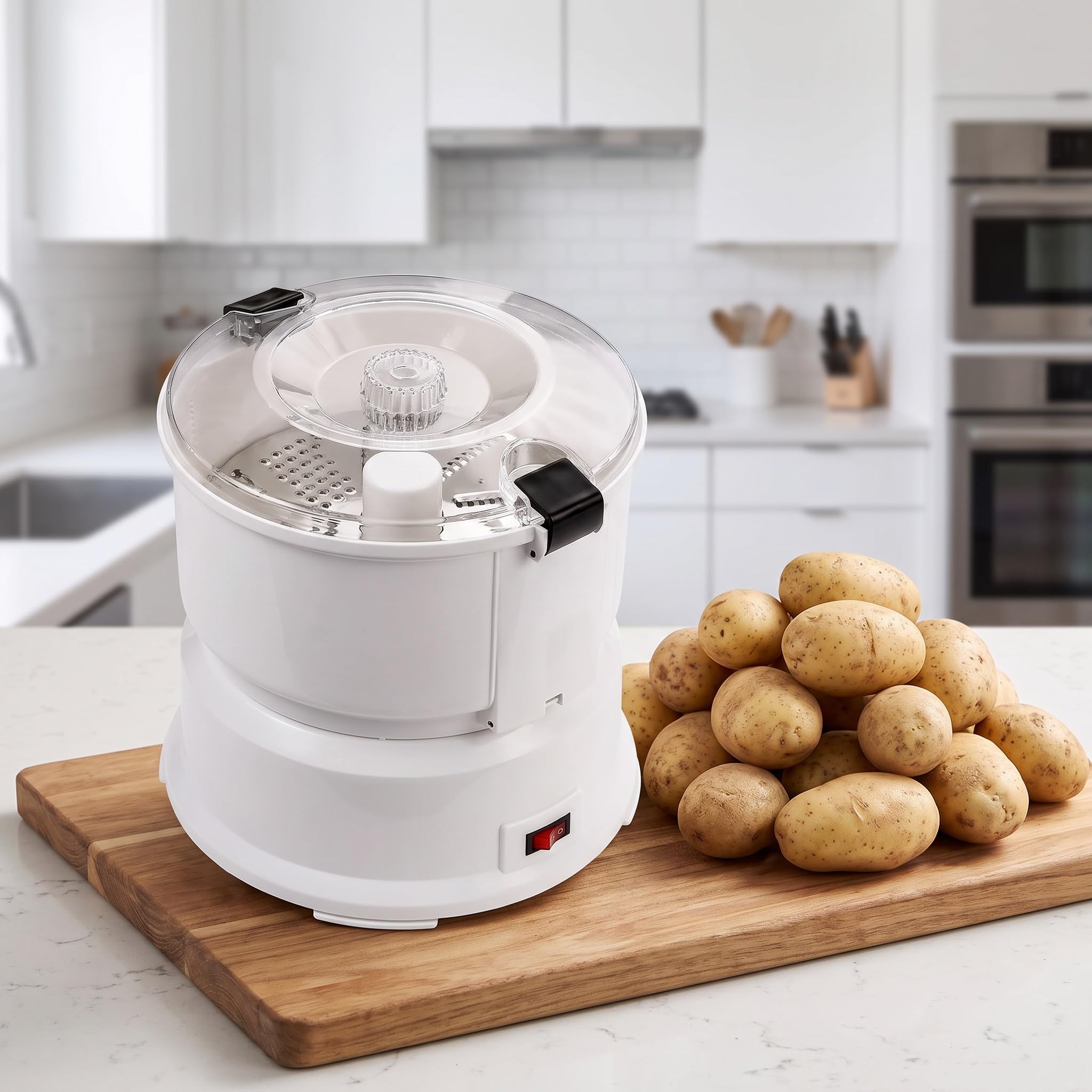 Éplucheur électrique à Pommes De Terre - Trancheuse Et éplucheuse à Légumes Efficace avec Récipient pour Cuisine Domestique Et Professionnelle, Préparation des Aliments Rapide Et Facile