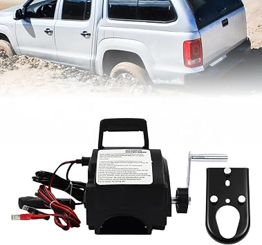 Trailer Winch, Portable 12V 300W Electric Winch 2000lb Remote Towing Hitch Truck Trailer Boat Electric Trailer Winches Utility Winchs Kit for Boats up to 6000 Lbs Power Equipment