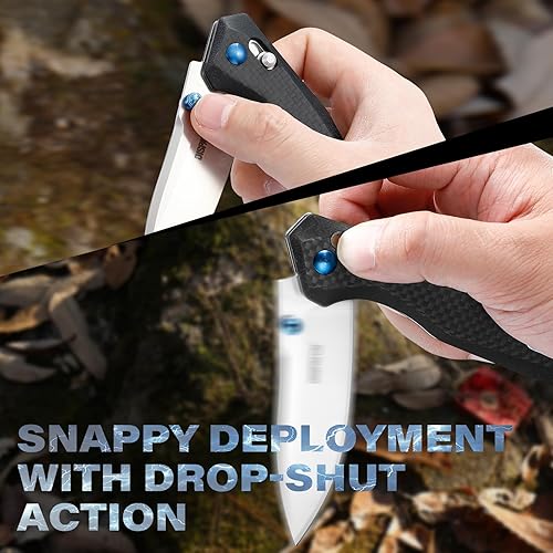 Miniatura 6 de Dispatch Axis Lock - Cuchillo de bolsillo plegable con clip, hoja de acero D2 de 3.27 pulgadas y mango de fibra de carbono, cuchillos plegables para