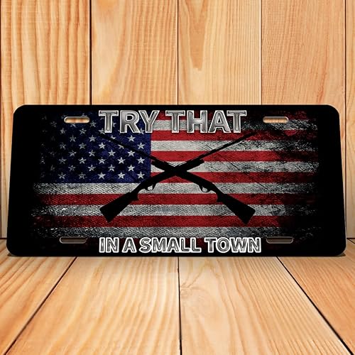 Miniatura 5 de Prueba eso en una ciudad pequeña - Placa de matrícula frontal impresa (metal de la bandera estadounidense)
