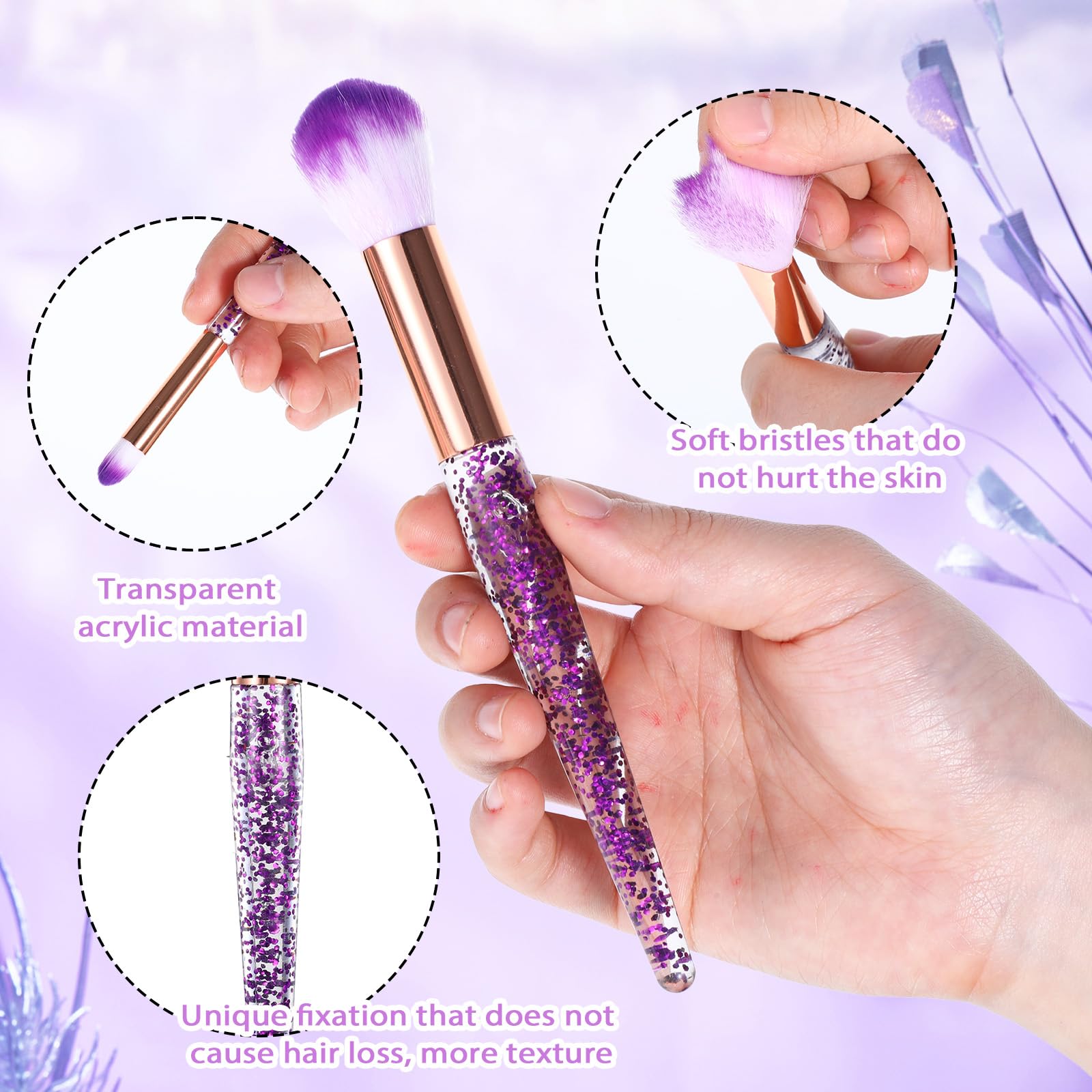 10 PCS Crystal Glitter Makeup Brushes - Image 3