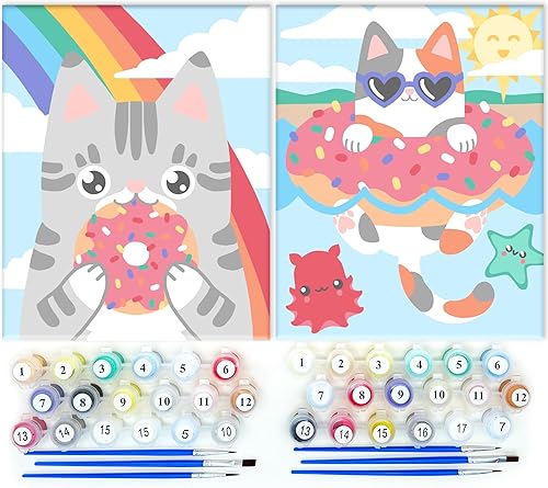 Miniatura 8 de Astrakuma Studio Kit de pintura por números para niños, kits de pintura fáciles para niños de 8 a 12 años, lienzo predibujado para principiantes,