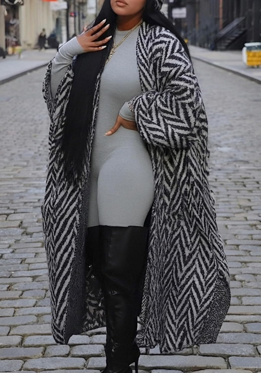 Womens Long Cardigan Sweaters Open Front Chunky Sweaters Knitted Duster Oversized Cardigans Coats Winter Outwear - Image 4