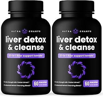 NutraChamps Liver Cleanse Detox & Repair Formula, Milk Thistle Extract with Silymarin, Artichoke, Dandelion, Chicory Root Powder, Premium Liver Support Pills Supplement, 60 Capsules (Pack of 2)