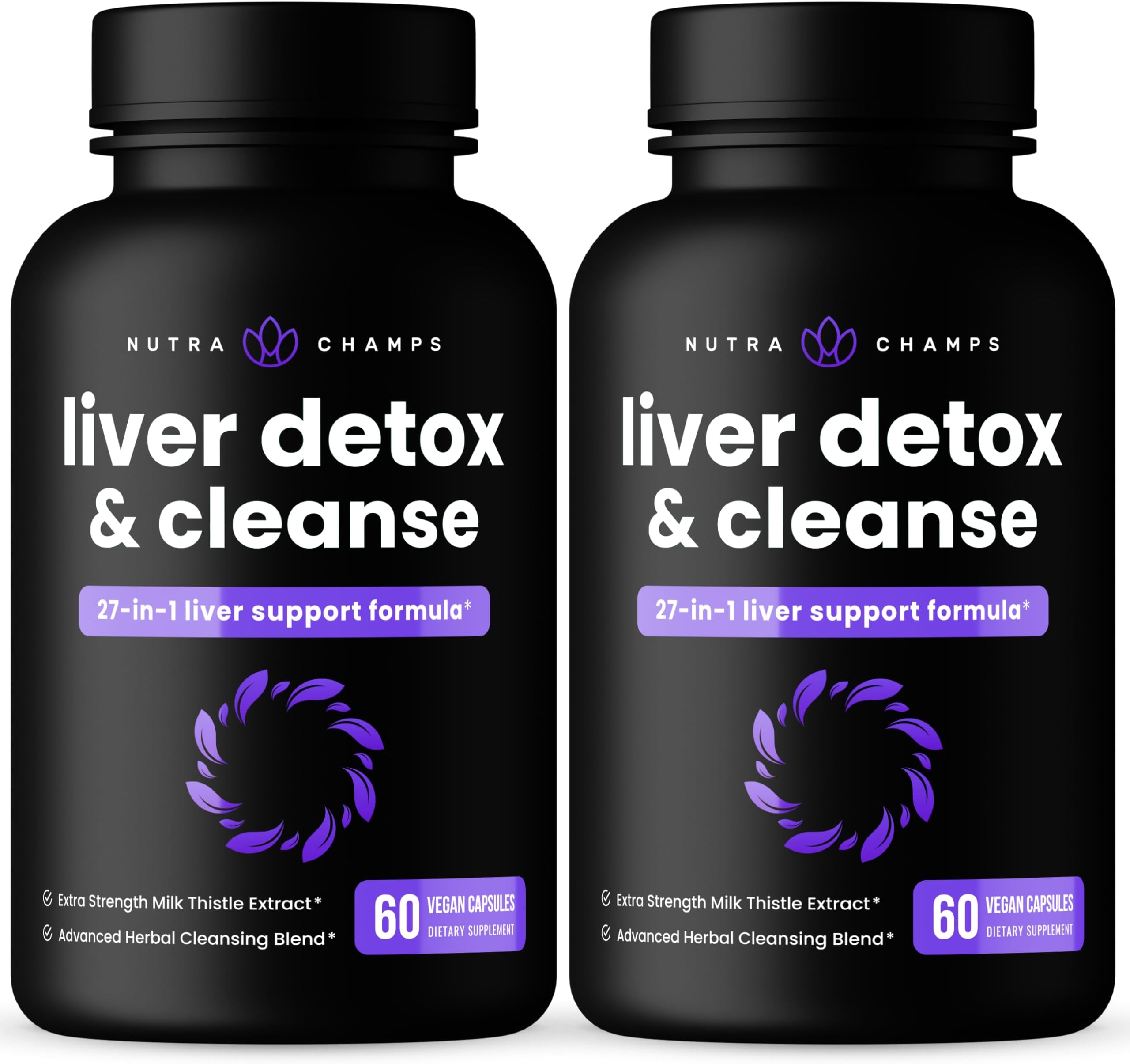 NutraChamps Liver Cleanse Detox & Repair Formula, Milk Thistle Extract with Silymarin, Artichoke, Dandelion, Chicory Root Powder, Premium Liver Support Pills Supplement, 60 Capsules (Pack of 2)