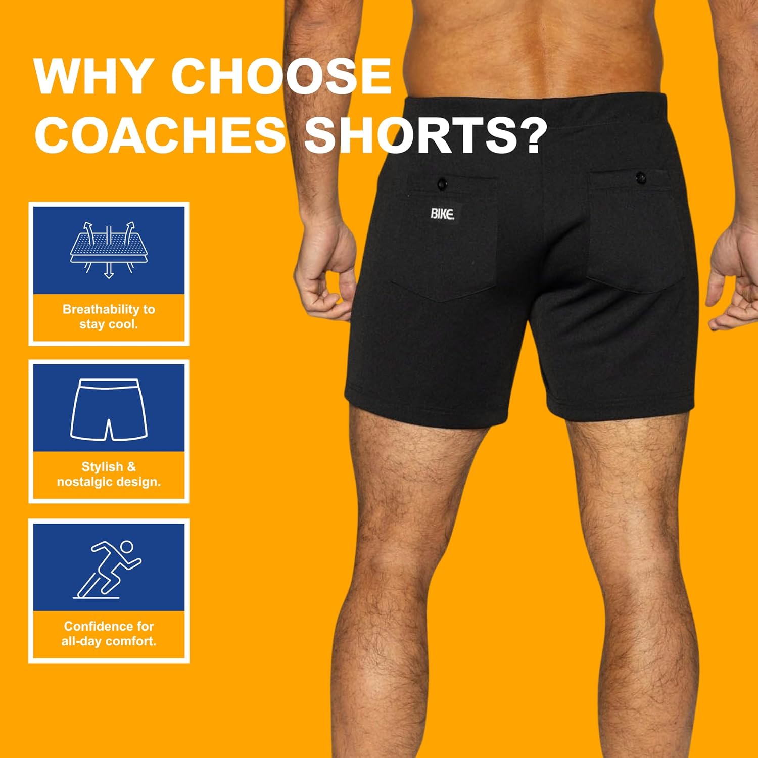 Bike Athletic Men's Classic Coaches Shorts, 5" Inseam Retro Snap-Button Gym Shorts, Structured Fit Football Style