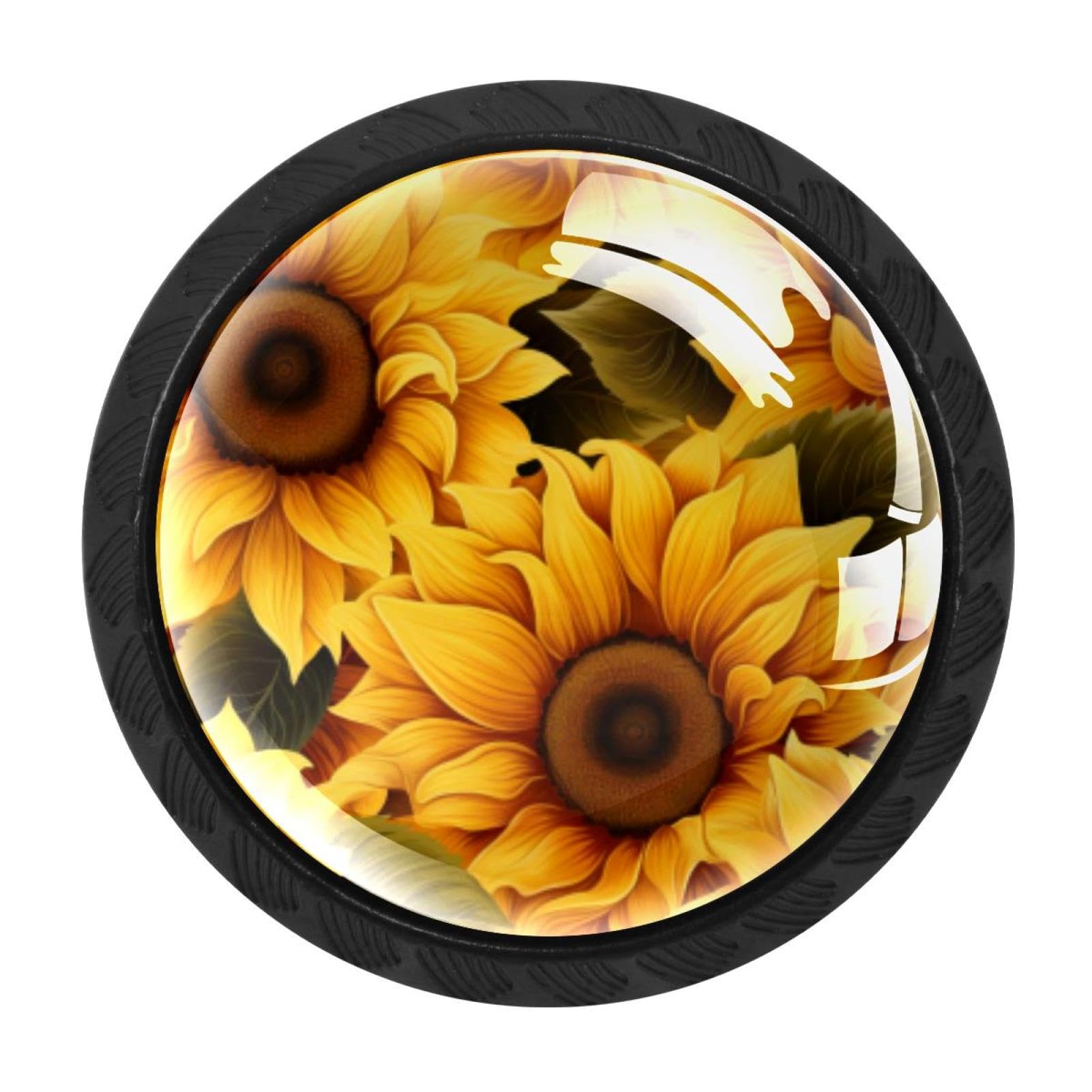 CHENZZZZ 4 pcs Skull Sunflower Cabinet Knobs Crystal Drawer Pulls for Kitchen, Bathroom Cabinet, Dresser and Cupboard