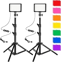 Ci-Fotto 2-Pack Dimmable 5600K USB LED Video Lights with Tripods & 9 Color Filters for YouTube, TikTok, Photography & Streaming